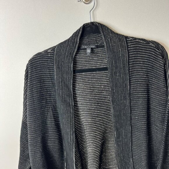 Eileen fisher black silk and linen open cardigan women’s large - Picture 3 of 8